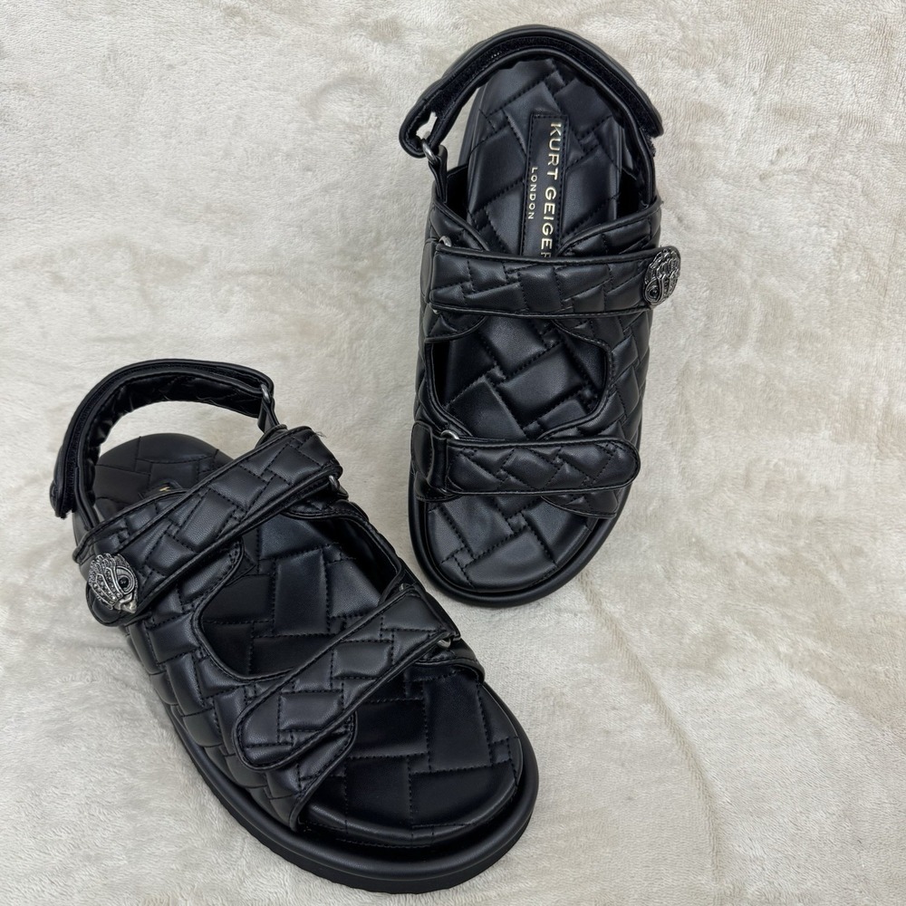 Kurt Geiger London Orson Quilted Slingback Sandals Black‎ EU 40 US 9 NWOB